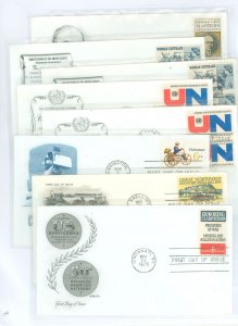 US 1405/22 1970 1405, 1406 (+pair), 1409, 1417, 1419 (+pair), 1422 - unaddressed FDCs with cachets