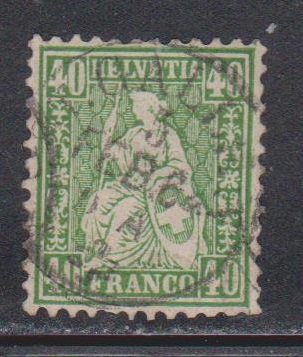 SWITZERLAND Scott # 47 Used - Helvetia Seated CV $65.00
