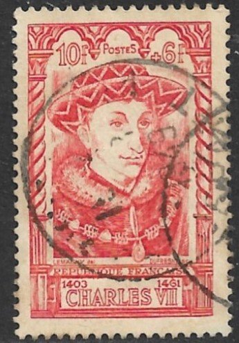 FRANCE 1946 10fr+6fr CHARLES VII Semi Postal Sc B212 VFU