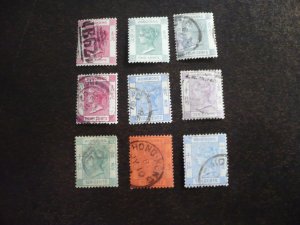 Stamps - Hong Kong - Scott# 36b-40,42-45 - Used Part Set of 9 Stamps