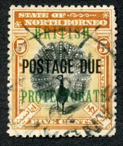 North Borneo SGD41 5c opt Post Due (tiny thin) Cat 6.50 Pounds