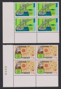 Madeira Ships Map Discovery of Madeira 2v Corner Blocks of 4 1981 MNH