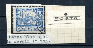 Czechoslovakia 1919 Perf Used 25H ERROR large blue spot in margin at top 8510