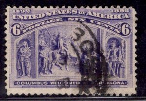 US Stamp #235 6c Columbian USED SCV $22.50