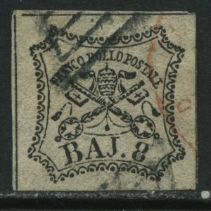 Italy Roman States 1852 8 bajoochi used