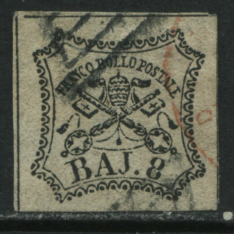 Italy Roman States 1852 8 bajoochi used