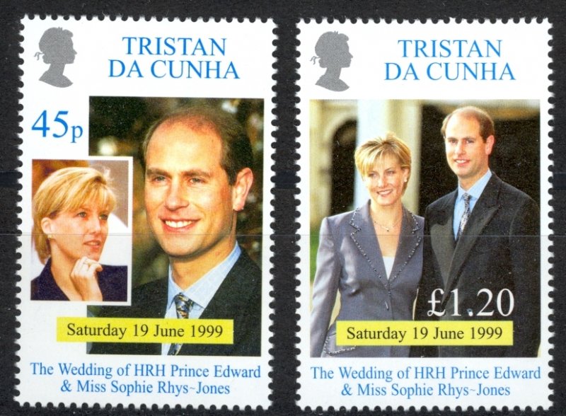 Tristan Da Cunha Sc# 636-637 MNH 1999 Prince Edward & Sophie Wedding