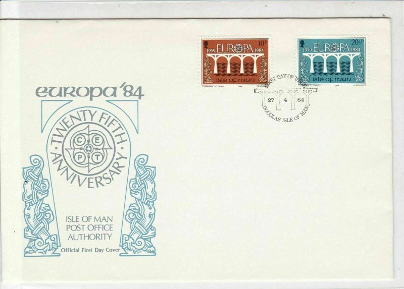 Europa 1984 25th Ann Isle of Man Post Office Authority FDC Stamps Cover Ref23400