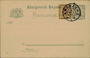 E0064 Germany Postal Stationery Bavaria postal card Ansbach Postmark 1906