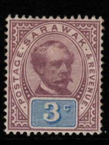 SARAWAK SG10 1888 3c PURPLE & BLUE MTD MINT