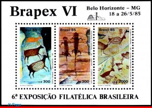 2000a BRAZIL 1985 CAVE PAINTING, ROCK ART, BRAPEX VI, DEER, RHM B-69, MNH