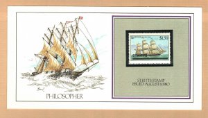 PHILOSOPHER SAILING SHIP 1980 ST KITTS $1.50 Stamp Presentation Card #71403A