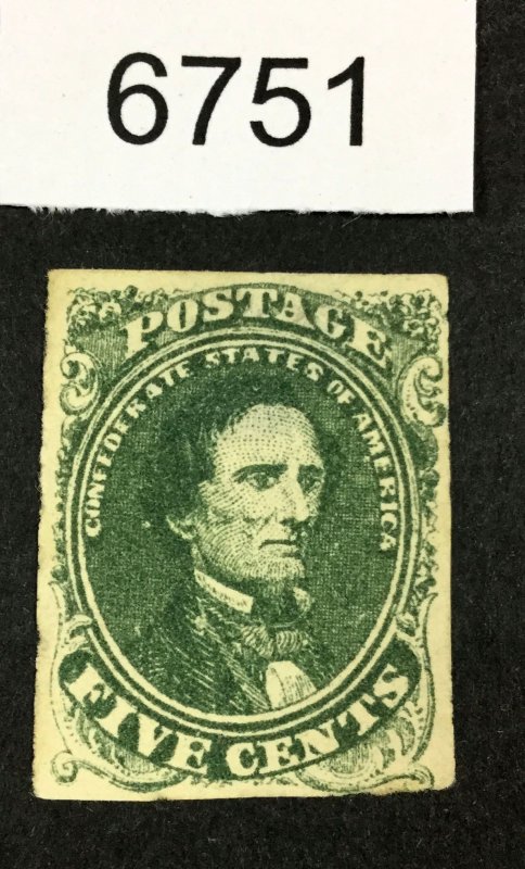 MOMEN: US STAMPS CSA # 1c OLIVE GREEN SLOW A-B UNUSED NO GUM LOT #A 6751