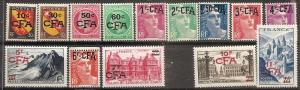 Reunion 268-82 Mint OG 1949 France Surcharges