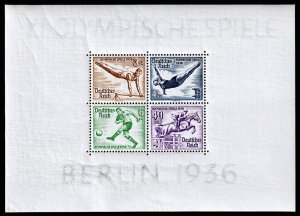 Germany Scott B91 Souvenir Sheet (1936) Mint NH VF, CV $100.00 C
