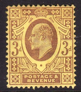 1902 - 1911 Great Britain KEVII MLMH with remnant 3p Sc# 132 CV $45.00