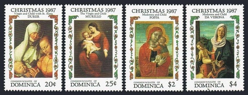 Dominica 1049-1052,1053,MNH.Michel 1061-1064,Bl.123. Christmas 1987.Paintings.