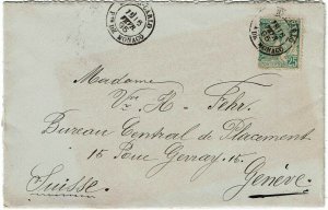 Monaco 1895 cover to Switzerland, franked Scott 20