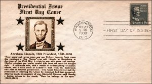 Scott 821 16 Cents Lincoln Crosby FDC Erased Address Planty 821-38