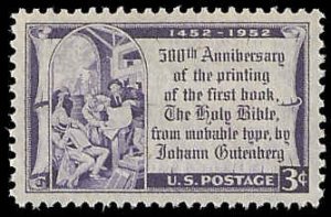 PCBstamps   US #1014 3c Gutenberg Bible, MNH, (4)