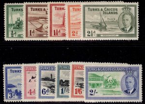 TURKS & CAICOS ISLANDS GVI SG221-231, 1950 SHORT set, M MINT. Cat £37.