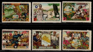 Liberia #309-12, C63-64 ~ Cplt Set of 6 ~ Perf 12.5 ~ Unused, MX  (1949)