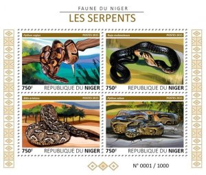 NIGER - 2015 - Snakes - Perf 4v Sheet - Mint Never Hinged