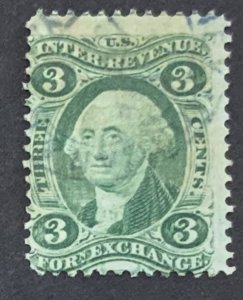 USA REVENUE STAMP 1864 3 CENTS FOREIGN EXCHANGE SCOTT # R16c