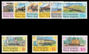 St Kitts-Nevis 1980 Officials set complete very fine used. SG O1-O9. Sc O1-O9.