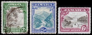 Jamaica Scott 106-108 (1932) Used/Mint H F-VF Complete Set, CV $48.75 M