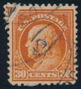 #516 VAR 30c 1918 PRE-PRINT PAPERFOLD ERROR AT UPPER LEFT AU971