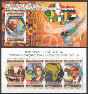 HM1841 2018 MOZAMBIQUE AFRICAN UNITY SELASSIE NASSER MBEKI #9684-7+BL1377 MNH