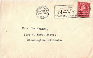 USA 1920 Special Join the Navy Cancel with MADISON SQ.Sta NY Post Mark $2.50