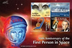 Antigua 2011 - First Person in Space 50th Anniv. Sheet of 4 Stamp Scott 3157 MNH