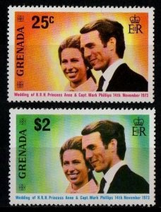 1973 Grenada 551-552 Princess Anne and Mark Phillips