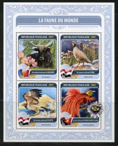 TOGO 2016  FAUNA OF THE WORLD OFFICIAL  BIRD OR ANIMAL MALDOVA, IRAQ ETC   SHEET