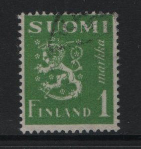 Finland    #166B  used  1942   Lion   1m  green