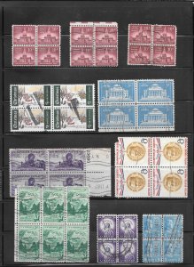 #422 My Page of Used US.. Blocks of 4 + Stamps Collection / Lot