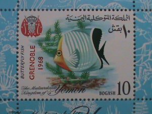 YEMEN-1968- UNDER SEA WORLD- BUTTERFLY FISH , MNH  S/S SHEET