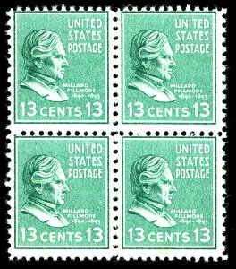 U.S. #818 MINT BLOCK OG NH