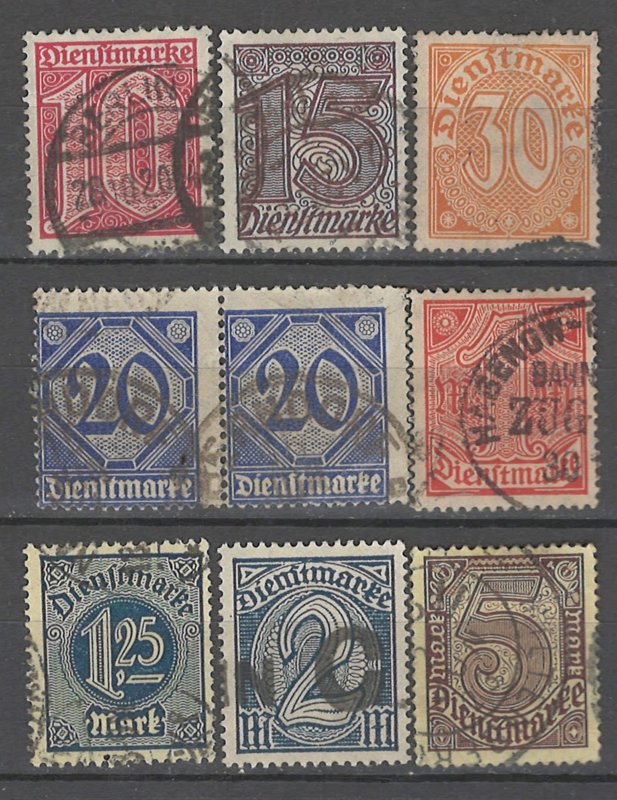 COLLECTION LOT # 4293 GERMANY OFFICIAL 9 STAMPS 1920 CV+$21