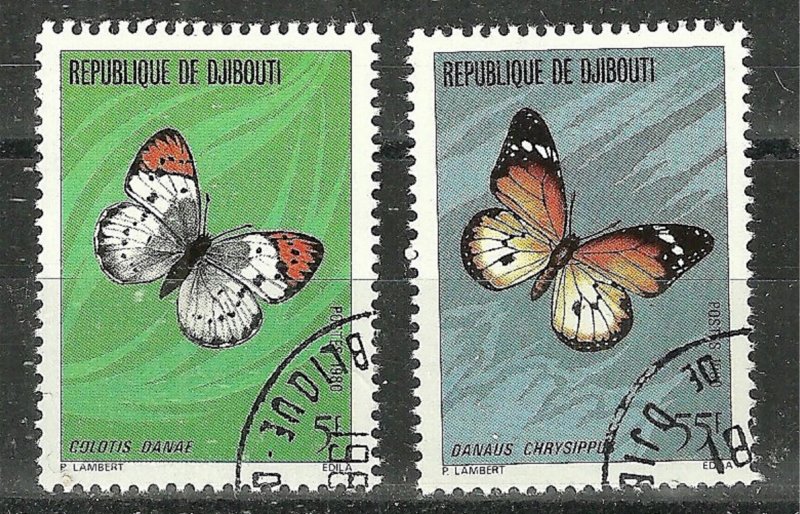 DJIBOUTI 1980 BUTTERFLIES  #511-512 Used WYSIWYG Lot