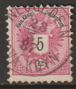 Austria 1883 Sc 43 used Neugedin/Kdyn (Kdyne) CDS