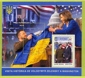 B0362 - GUINE BISSAU ERROR MISPERF Stamp Sheet - 2023 - Politics BIDEN Zelensky-