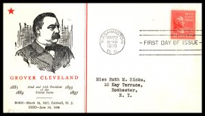 1938 Presidential Series Prexy Sc 827-2 Cleveland, with Linprint cachet (DL