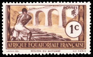 French Equatorial Africa #33  MNH - Logging on the Loeme River (1937)