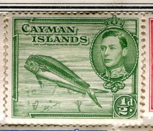 CAYMAN ISLANDS; 1938 early GVI Pictorial fine Mint hinged 1/2d. value