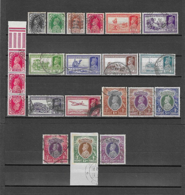 INDIA 1937/40 SG 247/64 + 250a USED Cat £133