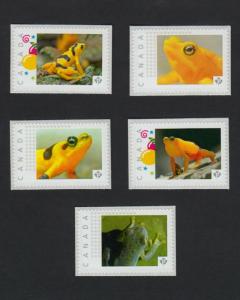 FROGS = set of 5 Picture Postage Personalized stamps MNH Canada 2016 [p16/01fr5]