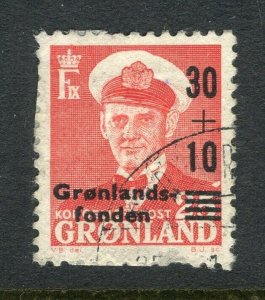GREENLAND; 1956 early Christian X surcharged issue fine used 30ore. value
